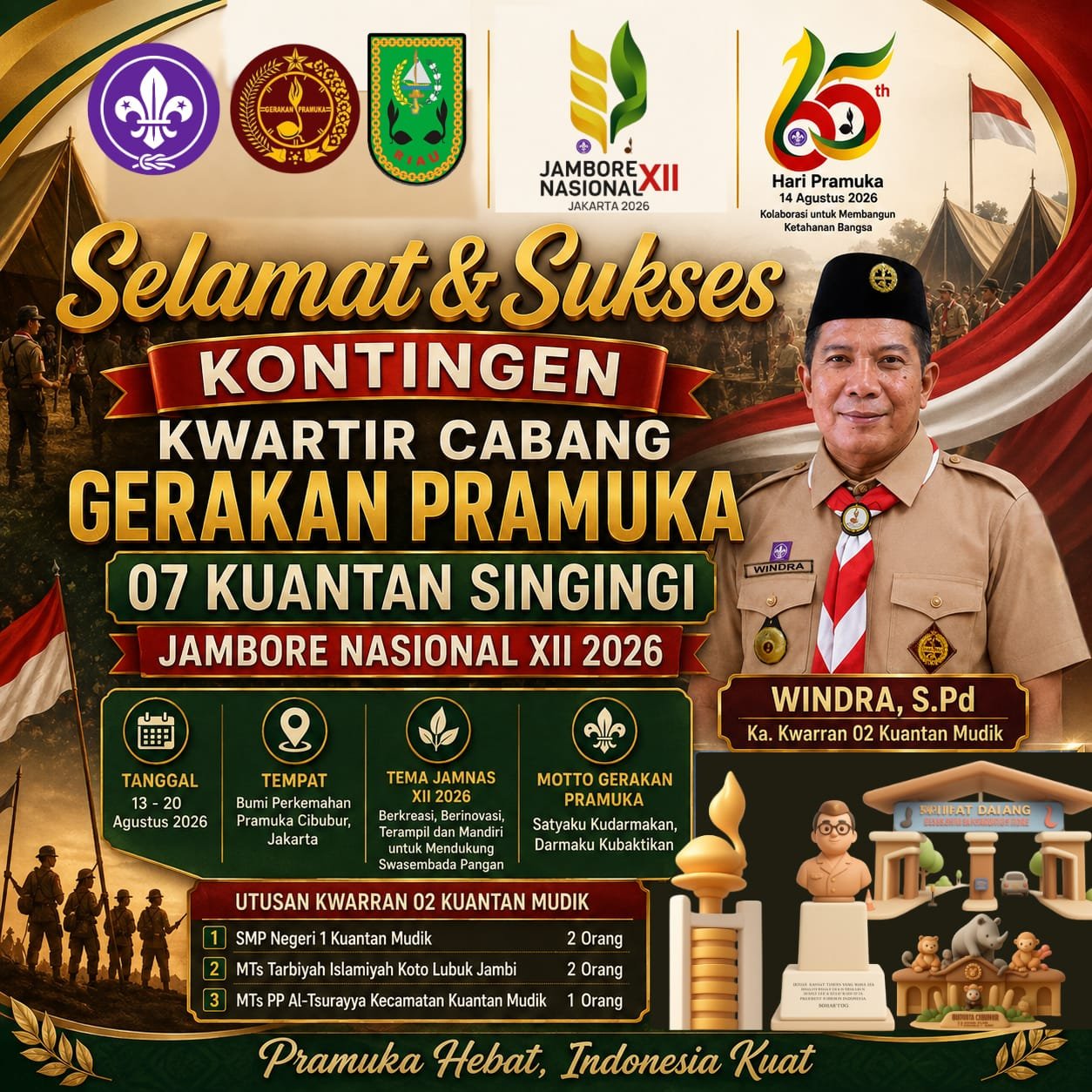 Sambut Jambore Nasional XII 2026, Kwarran 02 Kuantan Mudik Kirim Utusan Terbaik Dampingi Kontingen Kuansing