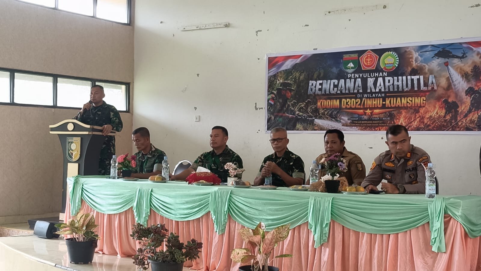 SINERGI LINTAS SEKTOR, JAJARAN KODIM 0302/INHU-KUANSING GELAR PENYULUHAN PENCEGAHAN BENCANA KARHUTLA